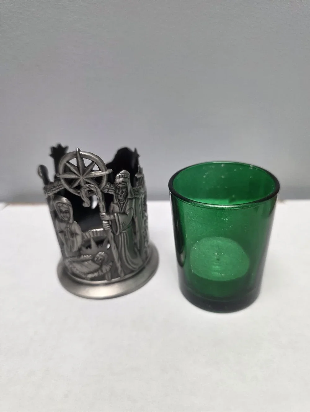 Christmas Pewter Nativity Scene Candle Holder 5